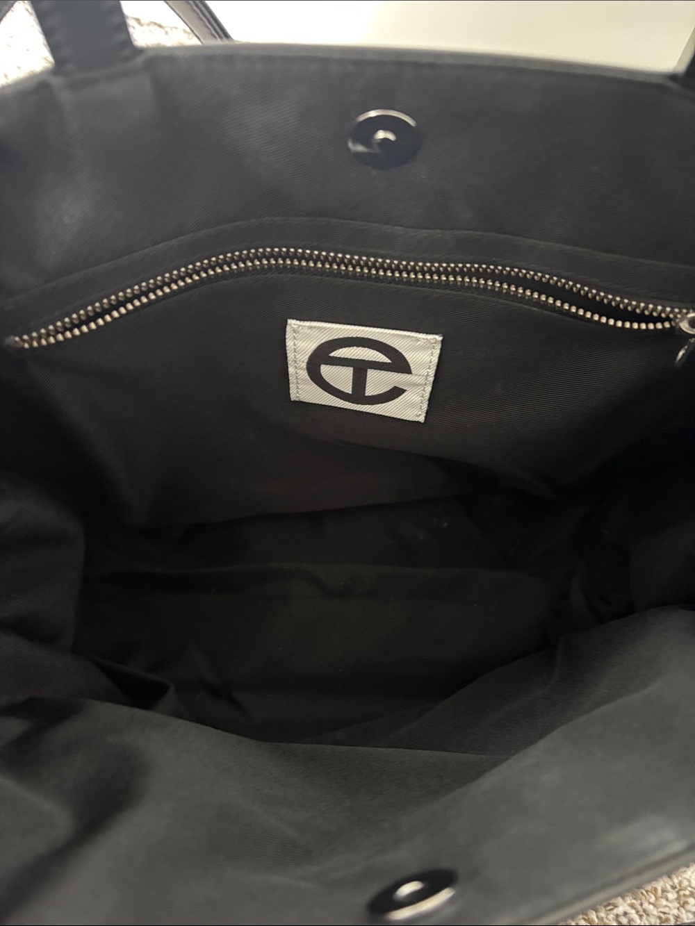 LIKE NEW! Telfar Medium Black Tote with Embossed Logo - Picture 6 of 11